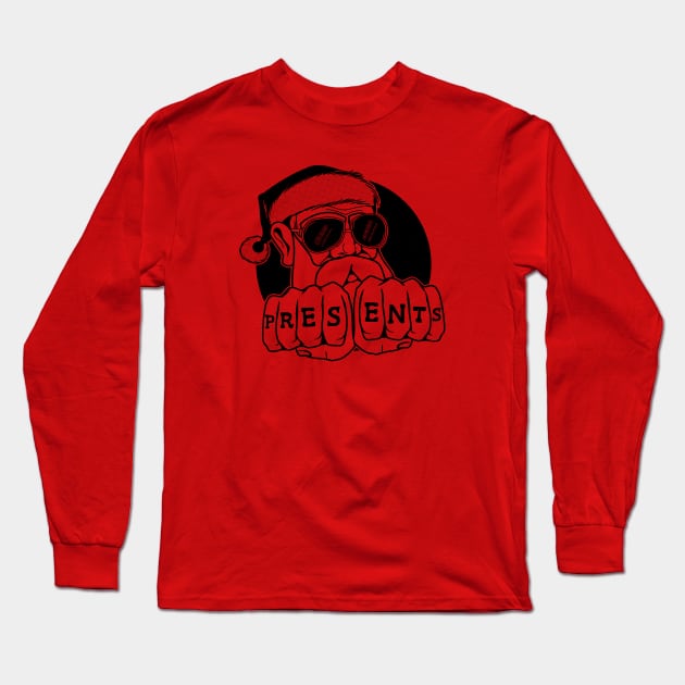 Gangster Santa Claus | Presents Tattoo on Knuckles Long Sleeve T-Shirt by SLAG_Creative